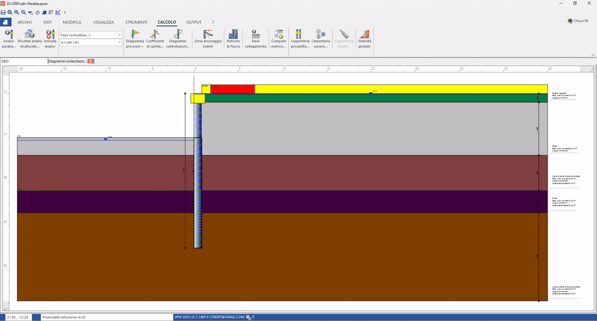 Animazione delle 4 fasi: setup fase 1 → diagrammi fase 1 → setup fase 2 con puntone → diagrammi fase 2